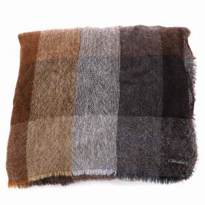 Faliero Sarti カラーブロックストール ショール 大判 フリンジ チェック柄 茶 ブラウン 65047504011