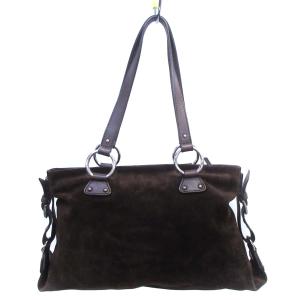 DOLCE&GABBANA トートバッグ ショルダーバッグ スエード ダークブラウン