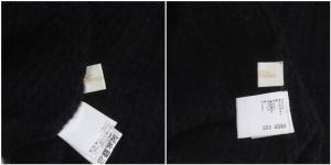 Grace Class 22AW ループヤーンニットカーディガン ノーカラー 金ボタン バイカラー 長袖 36 黒 ブラック オフホワイト