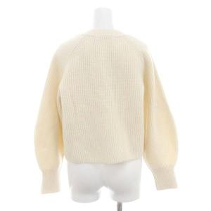 ANAYI 22AW ウールカシミヤ片畦Vネック カーディガン ニット 長袖 フロントボタン 38 M オフホワイト