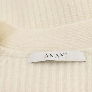 ANAYI 22AW ウールカシミヤ片畦Vネック カーディガン ニット 長袖 フロントボタン 38 M オフホワイト