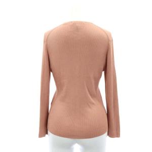 ANAYI ニットアセテートポリエステルVネックカーディガン 長袖 リブ 38 ピンクベージュ