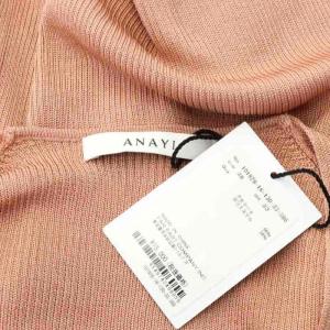 ANAYI ニットアセテートポリエステルVネックカーディガン 長袖 リブ 38 ピンクベージュ