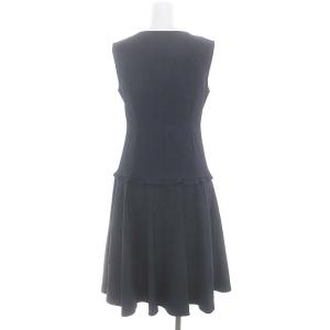 René ベーシック basic フリル ジップアップワンピース ひざ丈 ノースリーブ 32 濃紺 ネイビー