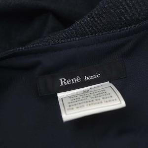 René ベーシック basic フリル ジップアップワンピース ひざ丈 ノースリーブ 32 濃紺 ネイビー