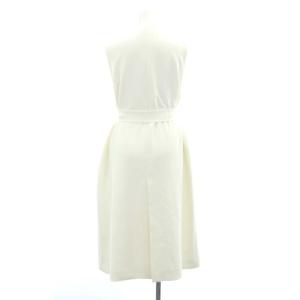 BARNEYS NEW YORK ロングジレ ベスト 前開き リボンベルト付き 36 オフホワイト