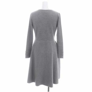 M'S GRACY リボン ニットワンピース ひざ丈 長袖 36 グレー