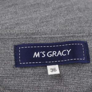 M'S GRACY リボン ニットワンピース ひざ丈 長袖 36 グレー