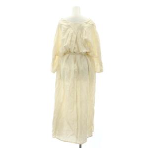 SEYA. リネン ドルマンスリーブ ロングワンピース マキシ 七分袖 スキッパー M アイボリー