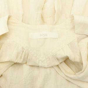 SEYA. リネン ドルマンスリーブ ロングワンピース マキシ 七分袖 スキッパー M アイボリー