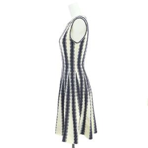 ANAYI アントニーノ ヴァレンティ ANTONINO VALENTI ノースリーブニットワンピース ひざ丈 ストライプ 38 紺 白