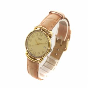 HERMES プルマン 腕時計 クォーツ デイト カレンダー付き  ゴールド