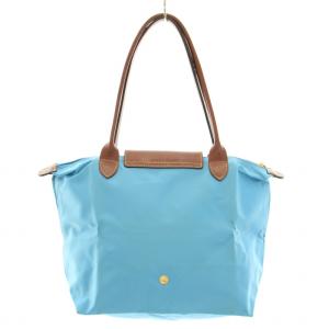 Longchamp ル プリアージュ オリジナルショルダーバックM トートバッグ ハンドバッグ ナイロン レザー 水色 ライトブルー