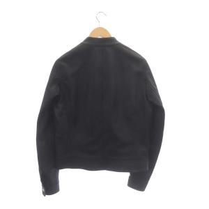 EMMETI JURI ラムスキン シングルライダース ジャケット 総裏地 ジップアップ 48 ブラック