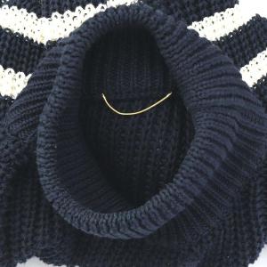 L'Appartement アゼ Border Knit ニット セーター 長袖 ハイネック ボーダー 紺 ネイビー アイボリー