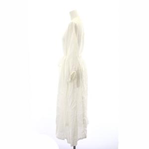 ikkuna / suzuki takayuki ギャザー ワンピース ロング 長袖 リネン 1 白 ホワイト /HK OS