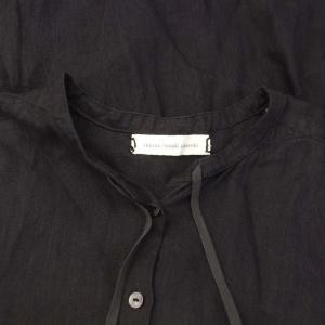 suzukitakayuki ikkuna バンドカラー ブラウス 七分袖 麻 リネン オーバーサイズ 1 S 茶 ブラウン