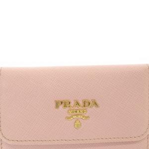 PRADA キーケース 6連 ロゴ レザー ピンク