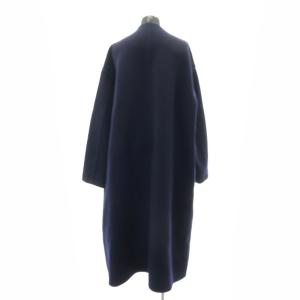 ENFOLD ソフトリバー ノーカラーコート アウター ロング ウール 38 ネイビー