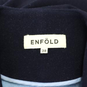 ENFOLD ソフトリバー ノーカラーコート アウター ロング ウール 38 ネイビー