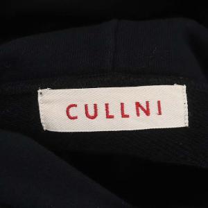 CULLNI ロゴパーカー トレーナー フード付き プルオーバー サイドスリット コットン 0 M 黒 ブラック 白 ホワイト