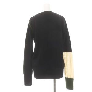 ENFOLD POINTカラーPULLOVER ニット セーター 配色 ウール 長袖 38 黒 ブラック