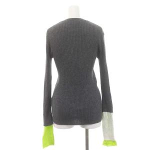 ENFOLD 22SS レイヤーリブ PULLOVER ニット セーター ウール 薄手 長袖 配色 38 ダークグレー