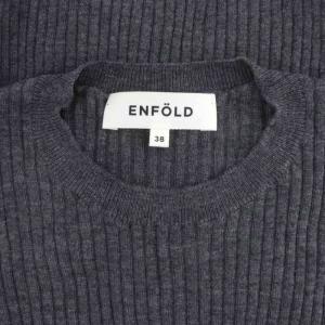 ENFOLD 22SS レイヤーリブ PULLOVER ニット セーター ウール 薄手 長袖 配色 38 ダークグレー