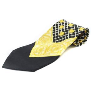 メデューサ 総柄 ネクタイ シルク 黒 ブラック 黄色 イエロー