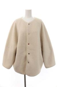 SHIPS 23AW 手洗い可能 ボア × フリース リバーシブル コート ノーカラー アウター 38 オフホワイト