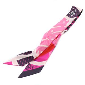 HERMES ソイエ JEU DE SOIE シルク ゲーム ツイリー スカーフ 総柄 ピンク