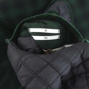 NUMBER (N)INE チェック柄キルティングリーバーシブルコート アウター ミドル丈 黒 ブラック 緑 グリーン