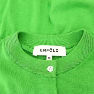 ENFOLD 23SS WIDE CROPPED CARDIGAN カーディガン ニット 長袖 シルク 38 黄緑 イエローグリーン