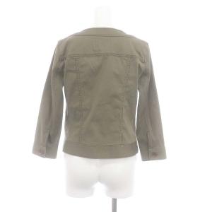 BURBERRY BLUE LABEL ノーカラージャケット シングル ノバチェック コットン 38 S カーキ 緑 グリーン