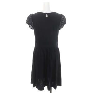 BLUE LABEL CRESTBRIDGE 袖シアーチェック ワンピース  ひざ丈 半袖 フレア 紺 ネイビー 38 M 紺 ネイビー