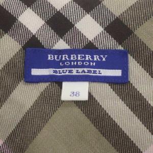 BURBERRY BLUE LABEL ジャケット アウター ブルゾン チェック柄 ロゴ刺繍 コットン 38 S 茶 ブラウン