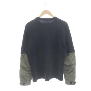 sacai 22AW NYLON TWILL MIX L/S T-SHIRT 1 ネイビー