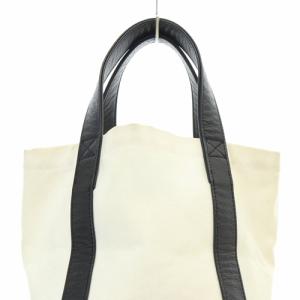 LUDLOW キャンバス フェイクパール バスケットバッグ ハンドバッグ 白 ホワイト 黒 ブラック