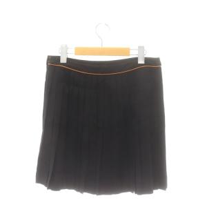 LOUIS VUITTON シルク フラワープリント プリーツスカート ミニ 36 黒 青 ブラック ブルー