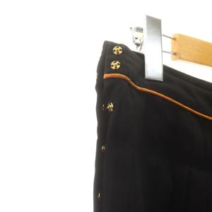 LOUIS VUITTON シルク フラワープリント プリーツスカート ミニ 36 黒 青 ブラック ブルー