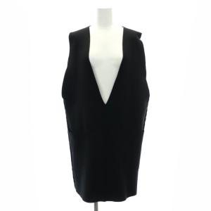 22AW ニットベスト チュニック丈 Vネック プルオーバー F 黒 ブラック 22080200930030