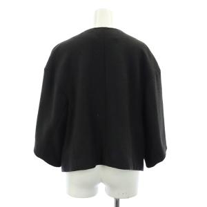 ADORE ウールノーカラージャケット 七分袖 ボリュームスリーブ 38 黒 ブラック
