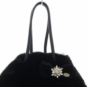 TOCCA リボン付き ファーバッグ ハンドバッグ 黒 ブラック