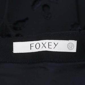 FOXEY ジャガード フレアスカート 38 ネイビー 40154