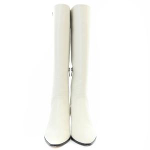 CELFORD 23AW アーモンドトゥ ロングブーツ ロゴ レザー 36 22.5-23cm 白 ホワイト