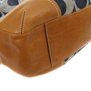 COACH エルゴ シグネチャー デニム レザー ハンドバッグ 切替 茶色 ブラウン 紺 ネイビー 12747
