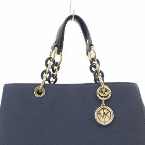 MICHAEL KORS CYNTHIA トートバッグ ハンドバッグ ロゴ レザー 紺 ネイビー