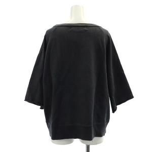 REMI RELIEF スウェットカットソー 七分袖 プリント ボートネック カットオフ ワイド F 紺 ネイビー