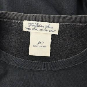 REMI RELIEF スウェットカットソー 七分袖 プリント ボートネック カットオフ ワイド F 紺 ネイビー