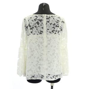 Diagram GRACE CONTINENTAL レースフレア袖トップ ブラウス 七分袖 プルオーバー ボートネック シースルー インナー付 36 白 ホワイト